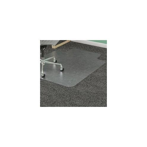 Lorell Medium-pile Chairmat - Carpeted Floor - 53" Length x 45" Width x 0.13" Thickness - Lip Size 12" Length x 25" Width - Vinyl - Clear