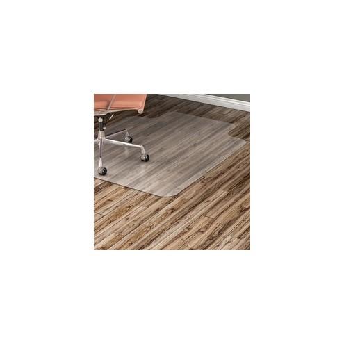 Lorell Nonstudded Hard Floor Wide Lip Chairmat - Tile Floor, Vinyl Floor, Hardwood Floor - 53" Length x 45" Width x 60 mil Thickness - Lip Size 12" Length x 25" Width - Vinyl - Clear