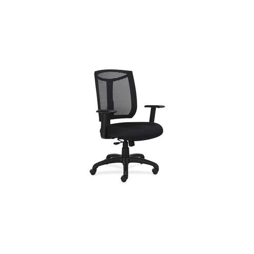 Lorell Mesh Back Chair with Air Grid Fabric Seat - Fabric Seat - Black - 27" Width x 26" Depth x 43" Height - 1 Each