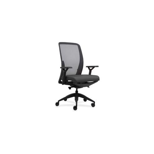 Lorell Executive Mesh Back/Fabric Seat Task Chair - Gray Crepe Fabric Seat - 26.5" Width x 25" Depth x 47" Height - 1 Each