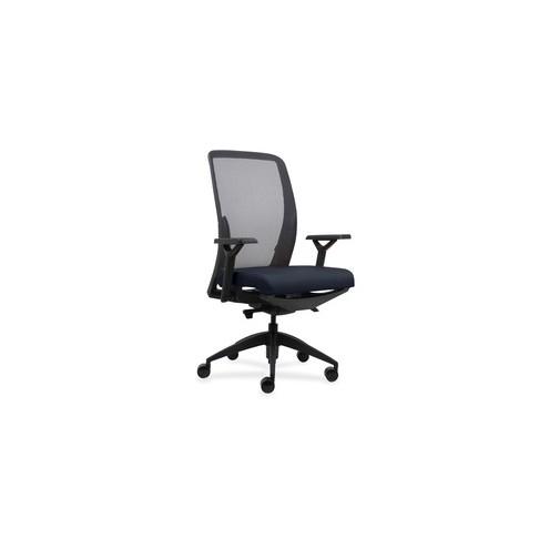 Lorell Executive Mesh Back/Fabric Seat Task Chair - Dark Blue Crepe Fabric Seat - 26.5" Width x 25" Depth x 47" Height - 1 Each