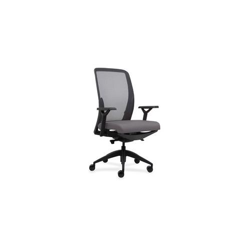 Lorell Executive Mesh Back/Fabric Seat Task Chair - Gray Vinyl Seat - 26.5" Width x 25" Depth x 47" Height - 1 Each