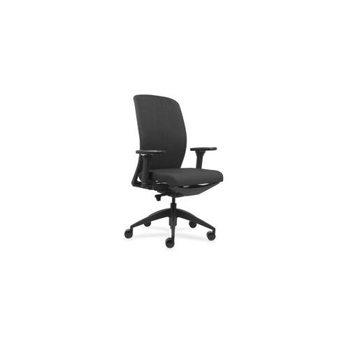 Lorell Executive Chairs with Fabric Seat & Back - Gray Fabric Seat - Gray Fabric Back - Black Frame - 26.5" Width x 25" Depth x 47" Height - 1 Each