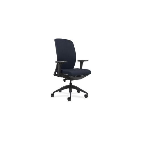 Lorell Executive Chairs with Fabric Seat & Back - Dark Blue Fabric Seat - Dark Blue Fabric Back - Black Frame - 26.5" Width x 25" Depth x 47" Height - 1 Each