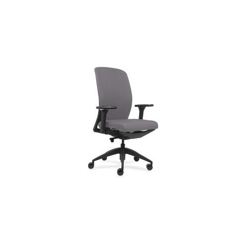 Lorell Executive Chairs with Fabric Seat & Back - Gray Fabric Seat - Gray Fabric Back - Black Frame - Vinyl - 26.5" Width x 25" Depth x 47" Height - 1 Each