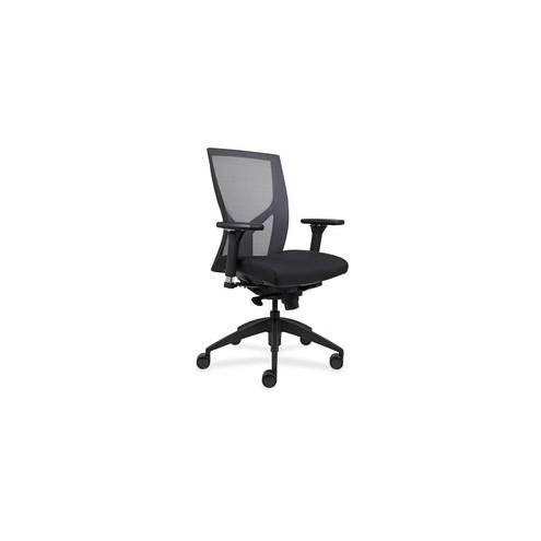 Lorell High-Back Mesh Chairs with Fabric Seat - Fabric, Foam Seat - Black - 26.3" Width x 25" Depth x 47" Height - 1 Each