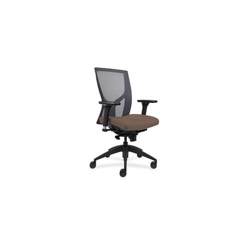 Lorell High-Back Mesh Chairs with Fabric Seat - Beige Fabric, Foam Seat - Black - 26.3" Width x 25" Depth x 47" Height - 1 Each