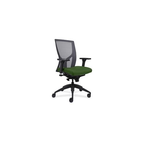 Lorell High-Back Mesh Chairs with Fabric Seat - Fern Green Fabric, Foam Seat - Black - 26.3" Width x 25" Depth x 47" Height - 1 Each