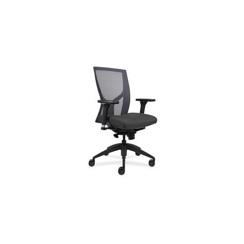 Lorell High-Back Mesh Chairs with Fabric Seat - Gray Fabric, Foam Seat - Black - 26.3" Width x 25" Depth x 47" Height - 1 Each