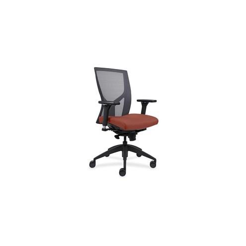 Lorell High-Back Mesh Chairs with Fabric Seat - Orange Fabric, Foam Seat - Black - 26.3" Width x 25" Depth x 47" Height - 1 Each