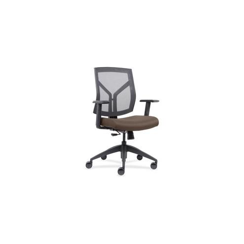 Lorell Mesh Back/Fabric Seat Mid-Back Task Chair - Beige Fabric, Foam Seat - Black Frame - 26.5" Width x 25" Depth x 45" Height - 1 Each