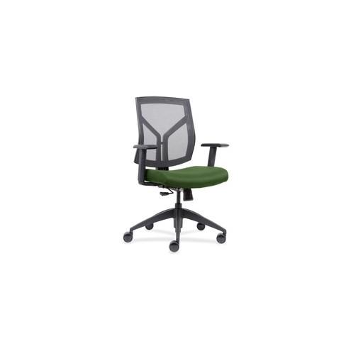 Lorell Mesh Back/Fabric Seat Mid-Back Task Chair - Green Fabric, Foam Seat - Black Frame - 26.5" Width x 25" Depth x 45" Height - 1 Each