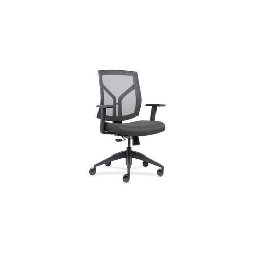 Lorell Mesh Back/Fabric Seat Mid-Back Task Chair - Ash Gray Fabric, Foam Seat - Black Frame - 26.5" Width x 25" Depth x 45" Height - 1 Each