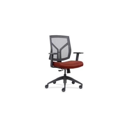 Lorell Mesh Back/Fabric Seat Mid-Back Task Chair - Orange Fabric, Foam Seat - Black Frame - 26.5" Width x 25" Depth x 45" Height - 1 Each