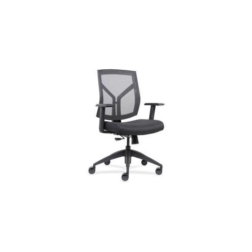 Lorell Mesh Back/Fabric Seat Mid-Back Task Chair - Black Vinyl, Foam Seat - Black Frame - 26.5" Width x 25" Depth x 45" Height - 1 Each