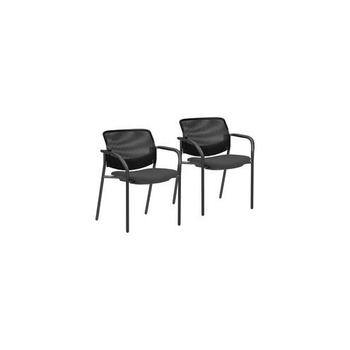 Lorell Guest Chairs with Mesh Back - Tubular Steel Frame - Four-legged Base - Black - 72" Width x 36" Depth x 29" Height - 2 / Carton
