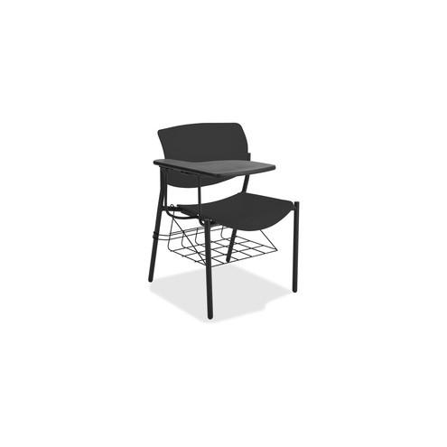Lorell Writing Tablet Student Chairs - 2/CT - Powder Coated, Black Tubular Steel Frame - Four-legged Base - Black - Plastic - 21.5" Width x 25" Depth x 33" Height - 2 / Carton