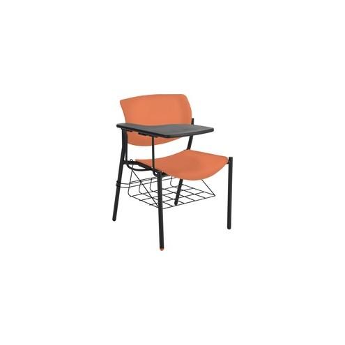 Lorell Writing Tablet Student Chairs - 2/CT - Powder Coated, Black Tubular Steel Frame - Four-legged Base - Orange - Plastic - 21.5" Width x 25" Depth x 33" Height - 2 / Carton