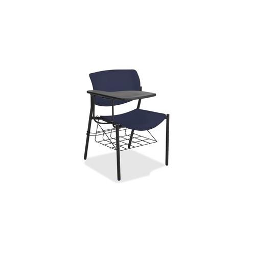 Lorell Writing Tablet Student Chairs - 2/CT - Powder Coated, Black Tubular Steel Frame - Four-legged Base - Dark Blue - Plastic - 21.5" Width x 25" Depth x 33" Height - 2 / Carton