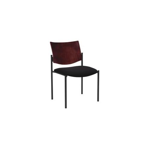 Lorell Guest Chair with Arms - Black Vinyl Seat - Mahogany Wood, Plywood Back - Steel Frame - 15.50" Seat Width x 17.50" Seat Depth - 23" Width x 18.5" Depth x 13.5" Height - 2 / Carton