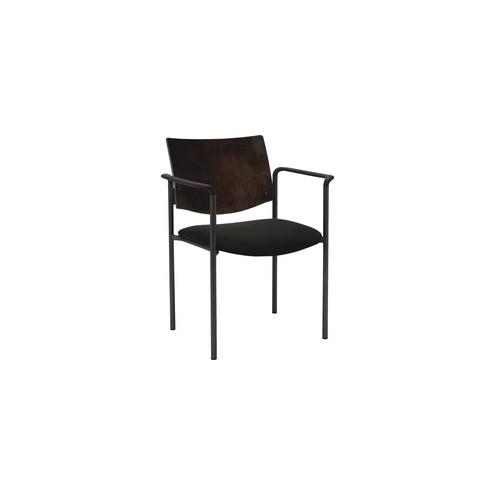 Lorell Guest Chair with Arms - Black Vinyl Seat - Espresso Wood, Plywood Back - Steel Frame - Espresso - 15.50" Seat Width x 17.50" Seat Depth - 23" Width x 18.5" Depth x 13.5" Height - 2 / Carton