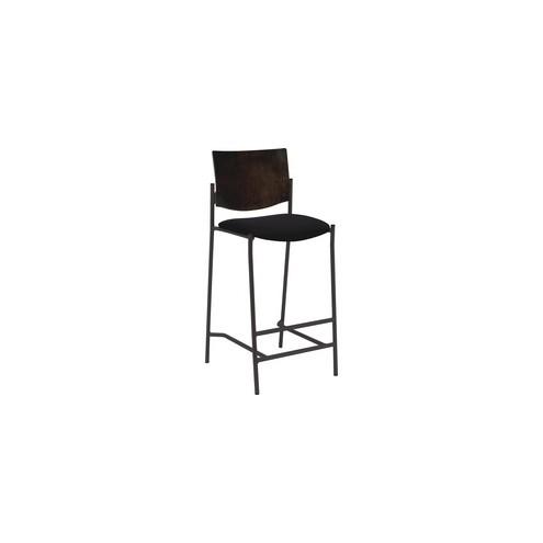 Lorell Cafe Barstool - Black Vinyl Seat - Espresso Wood, Plywood Back - Steel Frame - Espresso - 17.50" Seat Width - 22" Width x 19" Depth x 45" Height - 1 Each