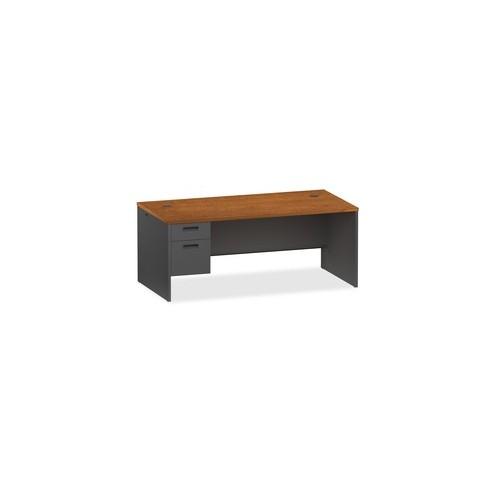 Lorell Cherry/Charcoal Pedestal Desk - 2-Drawer - 72" x 36" x 29.5" - 2 x Box Drawer(s), File Drawer(s) - Single Pedestal on Left Side - Material: Steel - Finish: Cherry, Charcoal