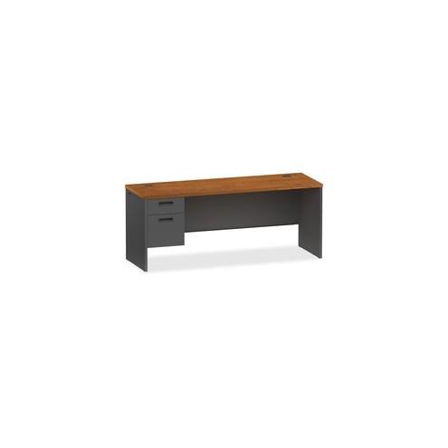 Lorell Cherry/Charcoal Pedestal Credenza - 2-Drawer - 72" x 24" x 29.5" - 2 x Box Drawer(s), File Drawer(s) - Single Pedestal on Left Side - Material: Steel - Finish: Cherry, Charcoal
