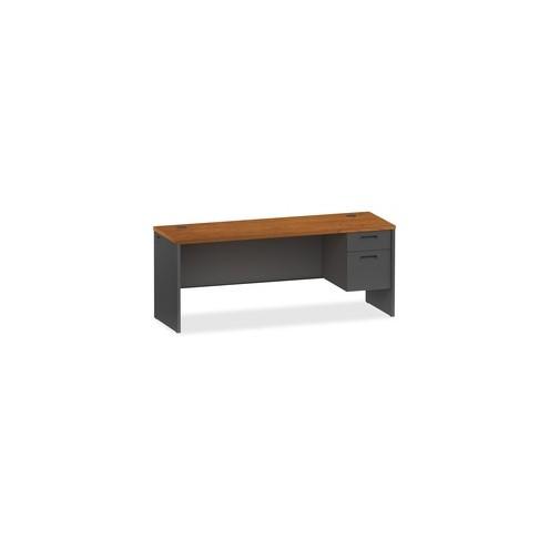 Lorell Cherry/Charcoal Pedestal Credenza - 2-Drawer - 72" x 24" x 29.5" - 2 x Box Drawer(s), File Drawer(s) - Single Pedestal on Right Side - Material: Steel - Finish: Cherry, Charcoal