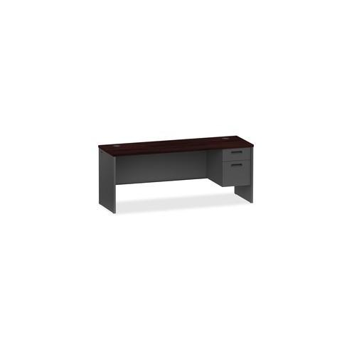 Lorell Mahogany/Charcoal Pedestal Credenza - 2-Drawer - 72" x 24" x 29.5" - 2 x Box Drawer(s), File Drawer(s) - Single Pedestal on Right Side - Material: Steel - Finish: Cherry, Charcoal