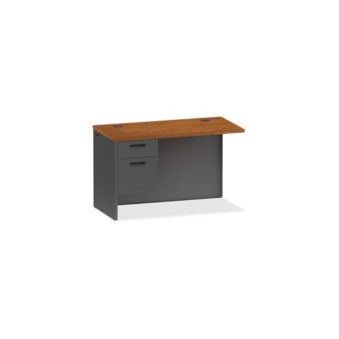 Lorell Cherry/Charcoal Return - 2-Drawer - 48" x 24" x 29.5" - 2 x Box Drawer(s), File Drawer(s) - Single Pedestal on Left Side - Material: Steel - Finish: Cherry, Charcoal