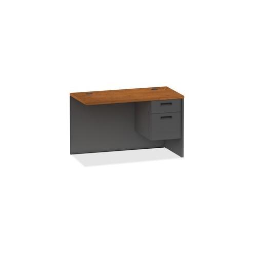 Lorell Cherry/Charcoal Return - 2-Drawer - 48" x 24" x 29.5" - 2 x Box Drawer(s), File Drawer(s) - Single Pedestal on Right Side - Material: Steel - Finish: Cherry, Charcoal