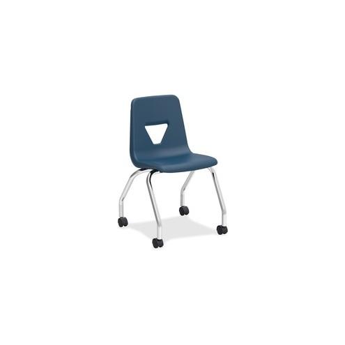 Lorell Classroom Mobile Chairs - 2/CT - Four-legged Base - Navy - Polypropylene - 18.5" Width x 21" Depth x 30" Height - 2 / Carton