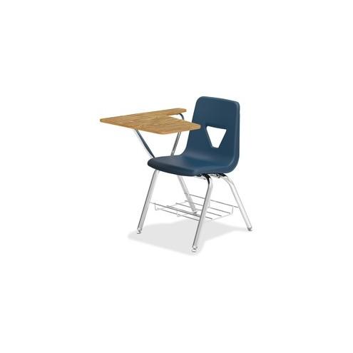 Lorell Tablet Arm Study Top Student Combo Desks - 2/CT - Tubular Steel Frame - Four-legged Base - Navy - Polypropylene - 29.5" Width x 20" Depth x 30" Height - 2 / Carton