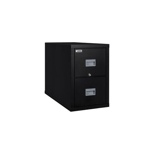 Lorell Black Vertical Fireproof File Cabinet - 2-Drawer - 17.8" x 25.7" x 27.8" - 2 x Drawer(s) for File - Letter, Legal - Vertical - Fire Proof, Key Lock, Fire Resistant - Black - Recycled