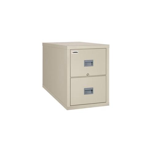 Lorell White Vertical Fireproof File Cabinet - 2-Drawer - 17.8" x 31.6" x 27.8" - 2 x Drawer(s) for File - Letter - Vertical - Lockable, Fire Proof - Parchment, White - Recycled