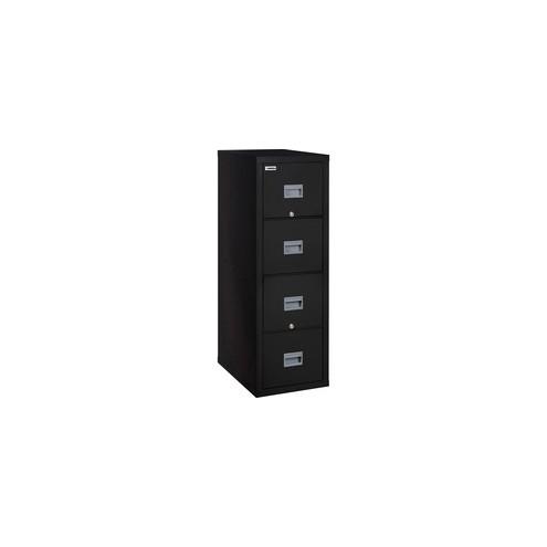 Lorell Black Vertical Fireproof File Cabinet - 4-Drawer - 20.9" x 31.6" x 52.8" - 4 x Drawer(s) for Document, File - Letter, Legal - Vertical - Lockable, Fire Proof - Black - Recycled