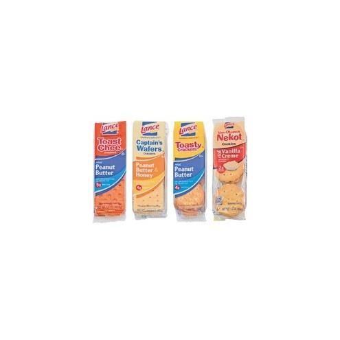 Lance Variety Pack Snack Crackers/Cookies - Vanilla, Peanut Butter - 1 Serving Pack - 1.65 oz - 24 / Box