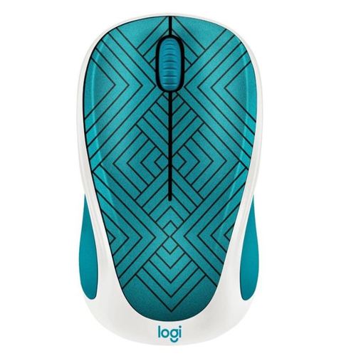Logitech Design Collection Wireless Optical Mouse, Teal Maze, 910-005838