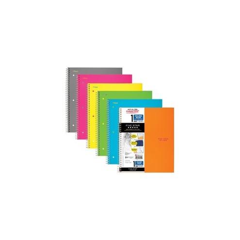 Mead Wirebound College-ruled Notebook - 100 Sheets - Wire Bound - 8 1/2" x 11" - White Paper - Assorted Cover - Poly Cover - Perforated, Pocket Divider - 1Each