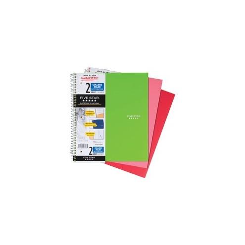 Mead Wirebound 2-Subject Notebook - 120 Sheets - Wire Bound - 8 1/2" x 11" - White Paper - Assorted Cover - Plastic Cover - Pocket Divider, Perforated - 1Each