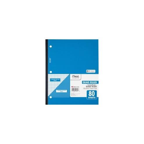 Mead Quad Wireless Neatbook Notebook - Letter - 80 Sheets - Both Side Ruling Surface - 8 1/2" x 11" - White Paper - Micro Perforated - 1Each