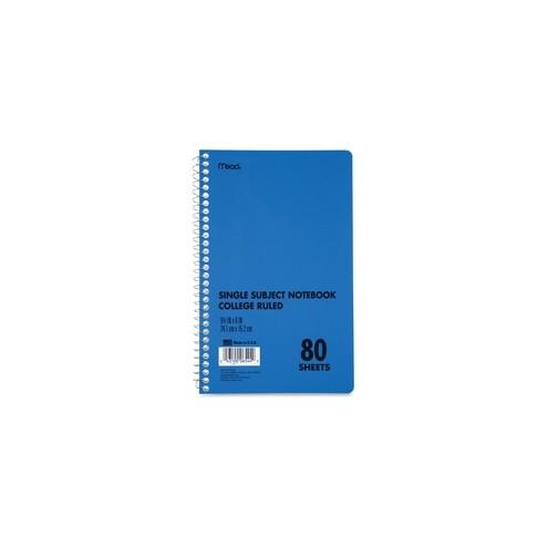 Mead Single Subject College-ruled Notebook - 80 Sheets - Coilock - 6" x 9 1/2" - White Paper - Assorted Cover - Durapress Cover - 1Each