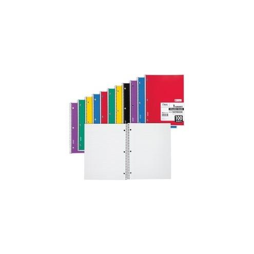 Mead One-subject Spiral Notebook - 100 Sheets - Spiral - 8" x 10 1/2"8"10.5" - White Paper - Back Board - 12 / Bundle