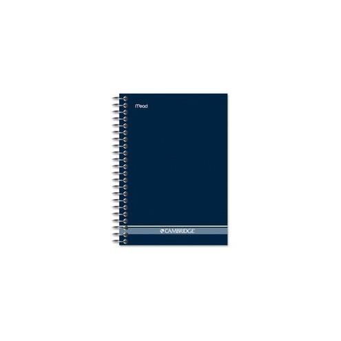 Mead Fashion Wire Bound Notebook - 140 Sheets - Wire Bound - 0.28" Ruled - 5" x 7" - White Paper - Navy Cover - Cardboard Cover - Pocket, Perforated - 1Each