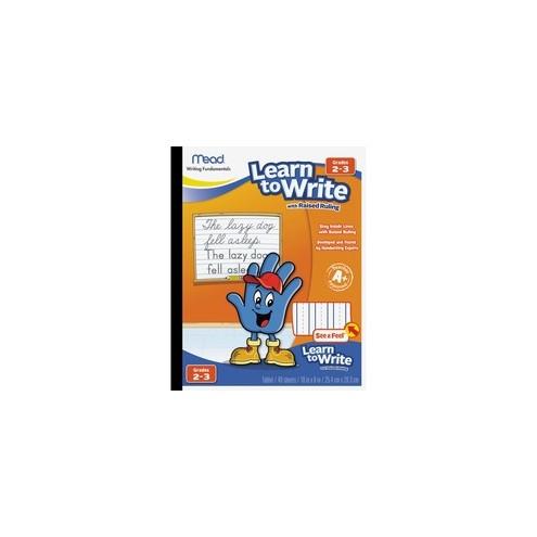 Mead Raised Ruling Dotted Line Writing Tablet - 40 Pages - 0.75" Ruled - 8" x 10" - White Paper - Grade - 1Each