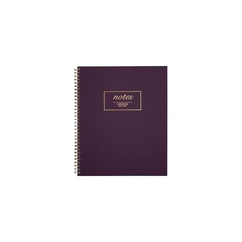 Mead Cambridge Fashion Twinwire Business Notebook - 80 Sheets - Twin Wirebound - 11" x 9"0.6" - White Paper - Purple, Gold Cover - Soft Cover, Date Box - Recycled - 1Each