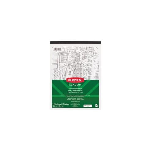 Derwent Academy Translucent Paper Pad - 40 Sheets - Tape Bound - 10 lb Basis Weight - 9" x 12" - White Paper - 1Each