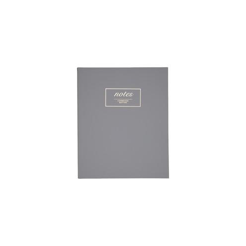 Mead Cambridge Work Style Casebound Notebook - 80 Sheets - 160 Pages - Twin Wirebound - 9" x 11" - White Paper - Gray, Gold Cover - Soft Cover, Undated, Date Box - 1Each