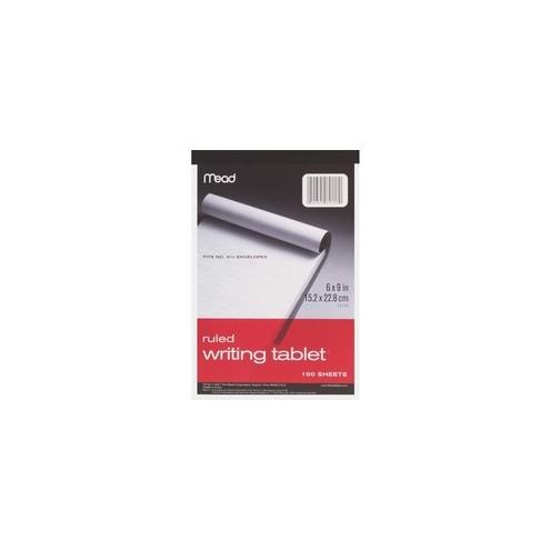 Mead Plain Writing Tablet - 100 Sheets - 20 lb Basis Weight - 6" x 9" - White Paper - 1Each